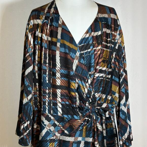 NWT Signature by Robbie Bee 3/4 Sleeve Faux Wrap Midi Dress Womens Plus Size 3X - Picture 2 of 12